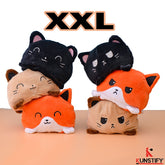 KUNSTIFY XXL Zoo Kuscheltiere 40cm Stimmung Plüsch wenden Katze Einhorn Eule Plüschtiere