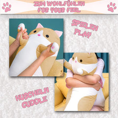 Lange Katze Kuscheltier - Seitenschläferkissen - verschiedene Farben und Größen