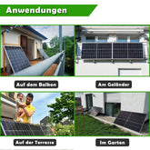Set 66 - Balkonkraftwerk bifazial - 4x Solarmodule - 1500W + 10m Betteri Kabel + 2x Flachdach-Halterung