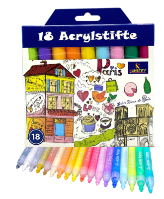 Acrylstifte - 18 Farben - Markerset