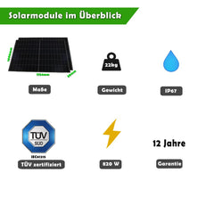 Set 45 - Balkonkraftwerk fullblack - 800W Deye + 10m Betteri Kabel + Solarmodul-Halterung