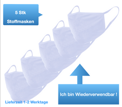 Stoffmasken - weiß - 5 Stück