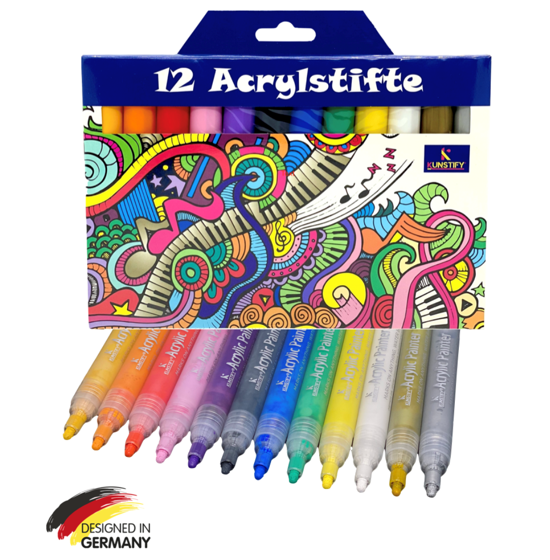 Acrylstifte - 12 Farben - Markerset