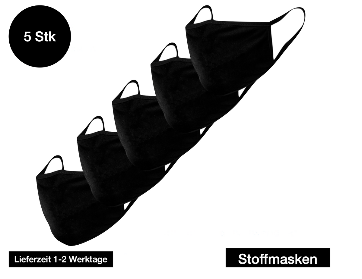 Stoffmasken - schwarz - 5 Stück