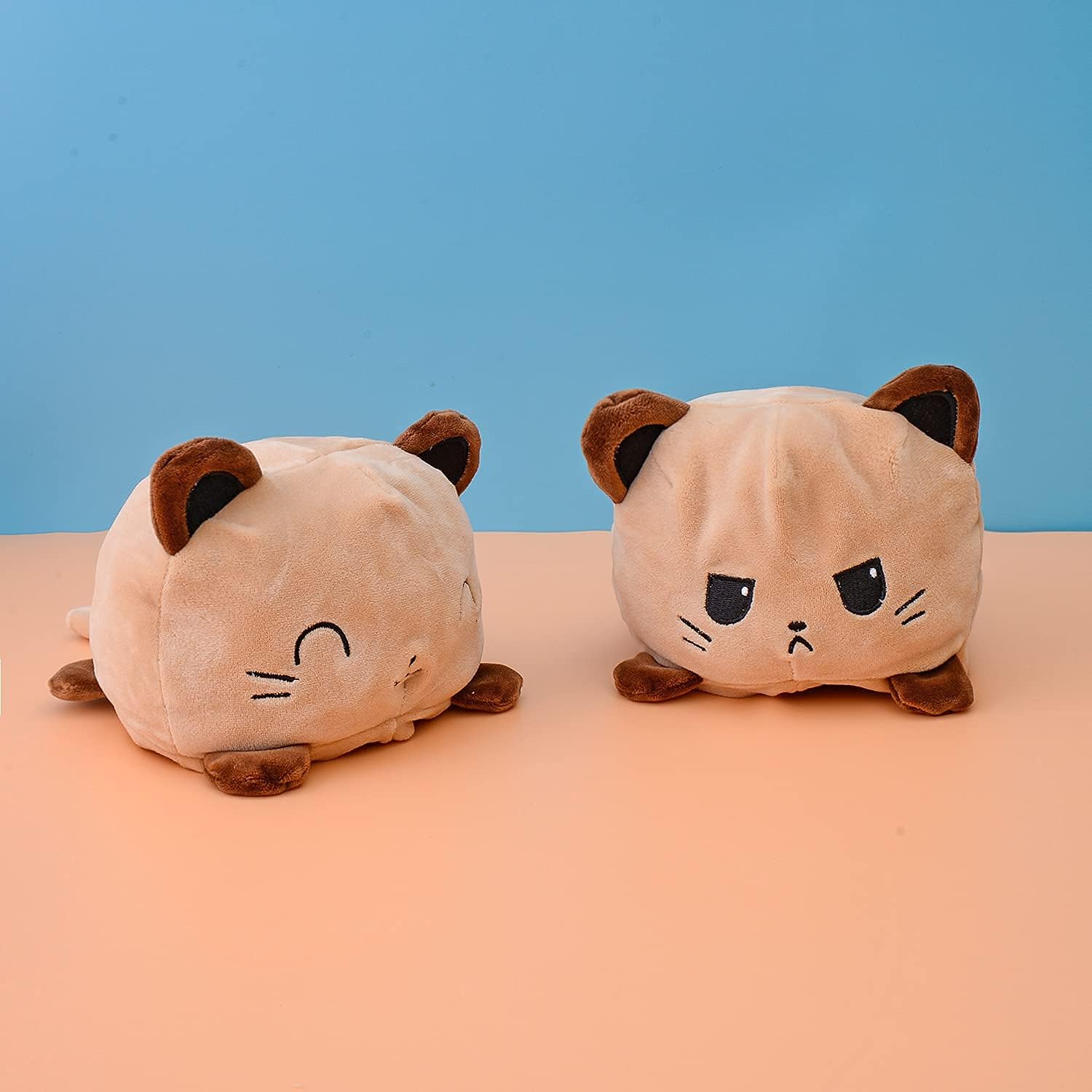 KUNSTIFY Kuscheltier 20cm Stimmung Plüsch wenden Katze Einhorn Eule Plüschtiere