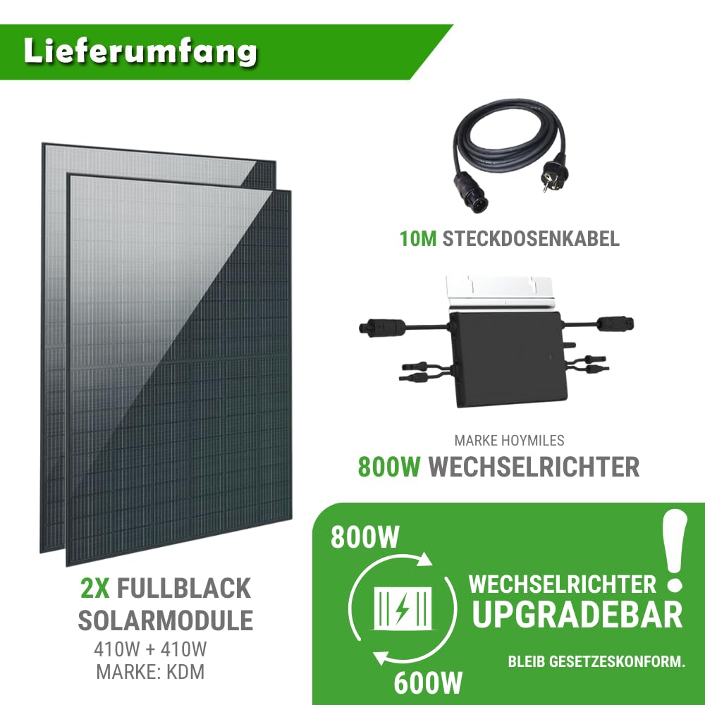 Set 08 - Balkonkraftwerk - 800W Wechselrichter + 10m Betteri Kabel