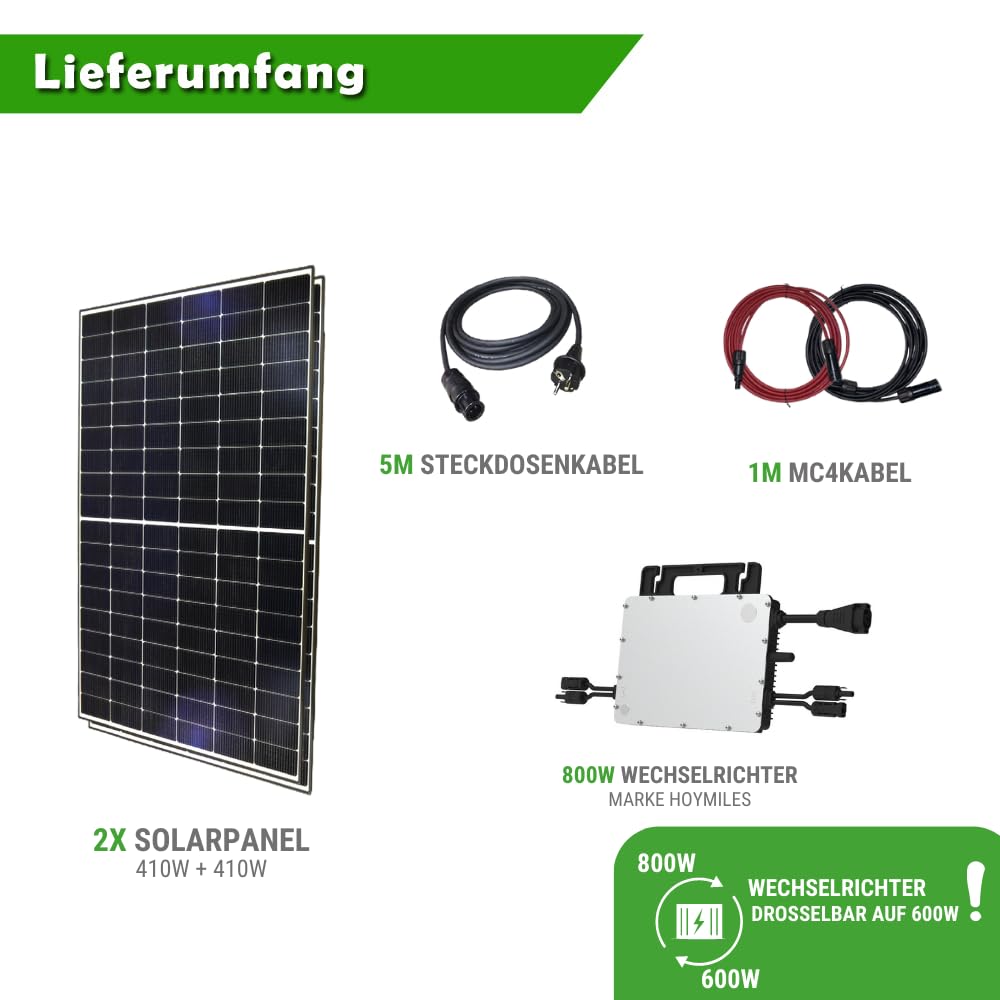 Set 32 - Balkonkraftwerk - 800W Wechselrichter + 5m Betteri Kabel + MC4 Kabel