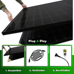 Set 45 - Balkonkraftwerk fullblack - 800W Deye + 10m Betteri Kabel + Solarmodul-Halterung