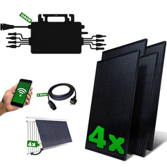 Set 48 - Balkonkraftwerk - 4x Solarmodule - 1500W Wechselrichter + 5m Betteri Kabel + Solarmodul-Halterung