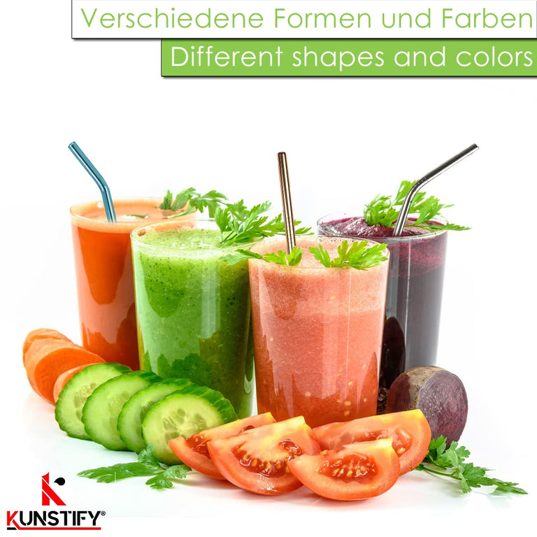 KUNSTIFY Metall Strohhalme für Cocktail Gläser Bubble Tea Trinkhalm Qualitativ
