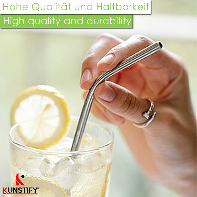 KUNSTIFY Metall Strohhalme für Cocktail Gläser Bubble Tea Trinkhalm Qualitativ
