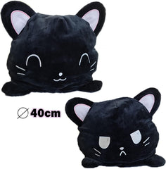 KUNSTIFY XXL Zoo Kuscheltiere 40cm Stimmung Plüsch wenden Katze Einhorn Eule Plüschtiere