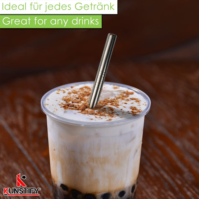 KUNSTIFY Metall Strohhalme für Cocktail Gläser Bubble Tea Trinkhalm Qualitativ