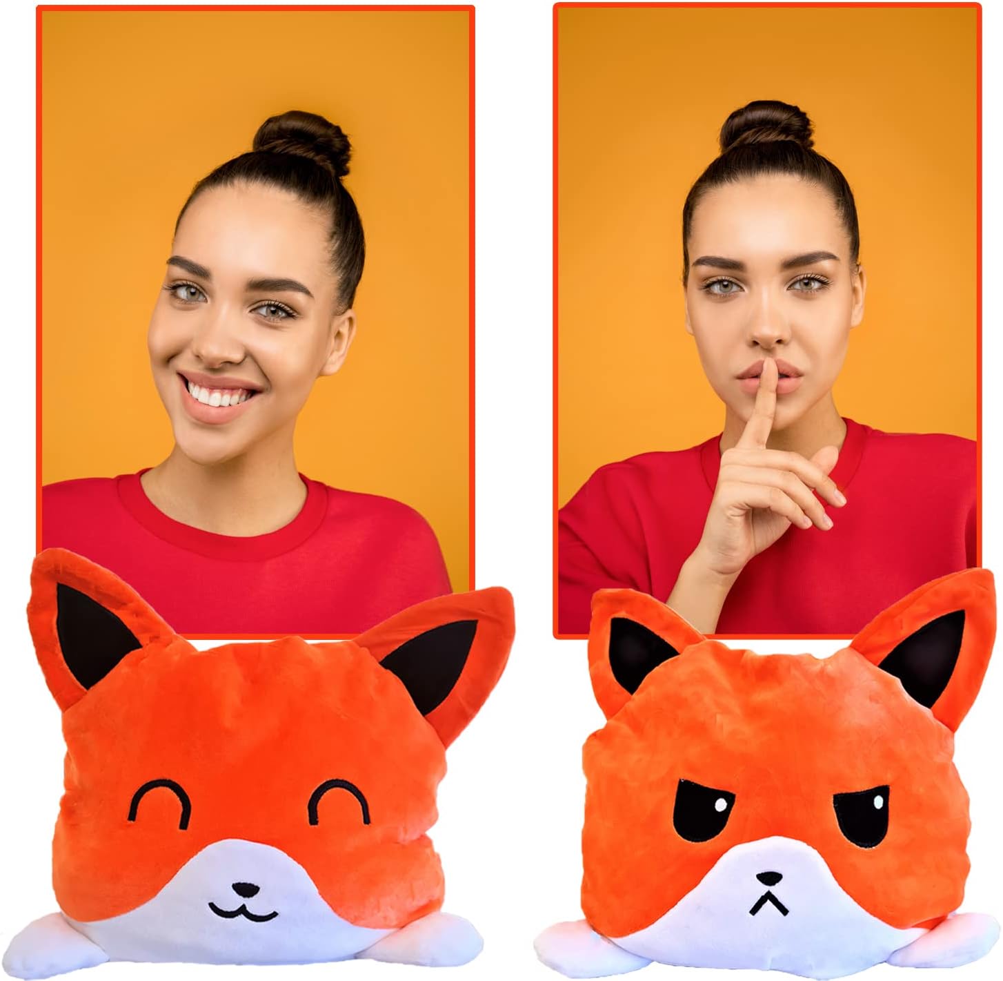 KUNSTIFY Kuscheltier 20cm Stimmung Plüsch wenden Katze Einhorn Eule Plüschtiere