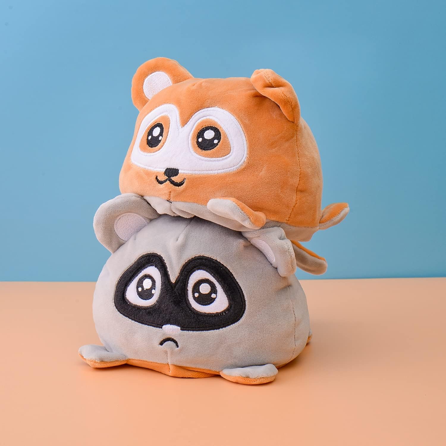 KUNSTIFY Kuscheltier 20cm Stimmung Plüsch wenden Katze Einhorn Eule Plüschtiere