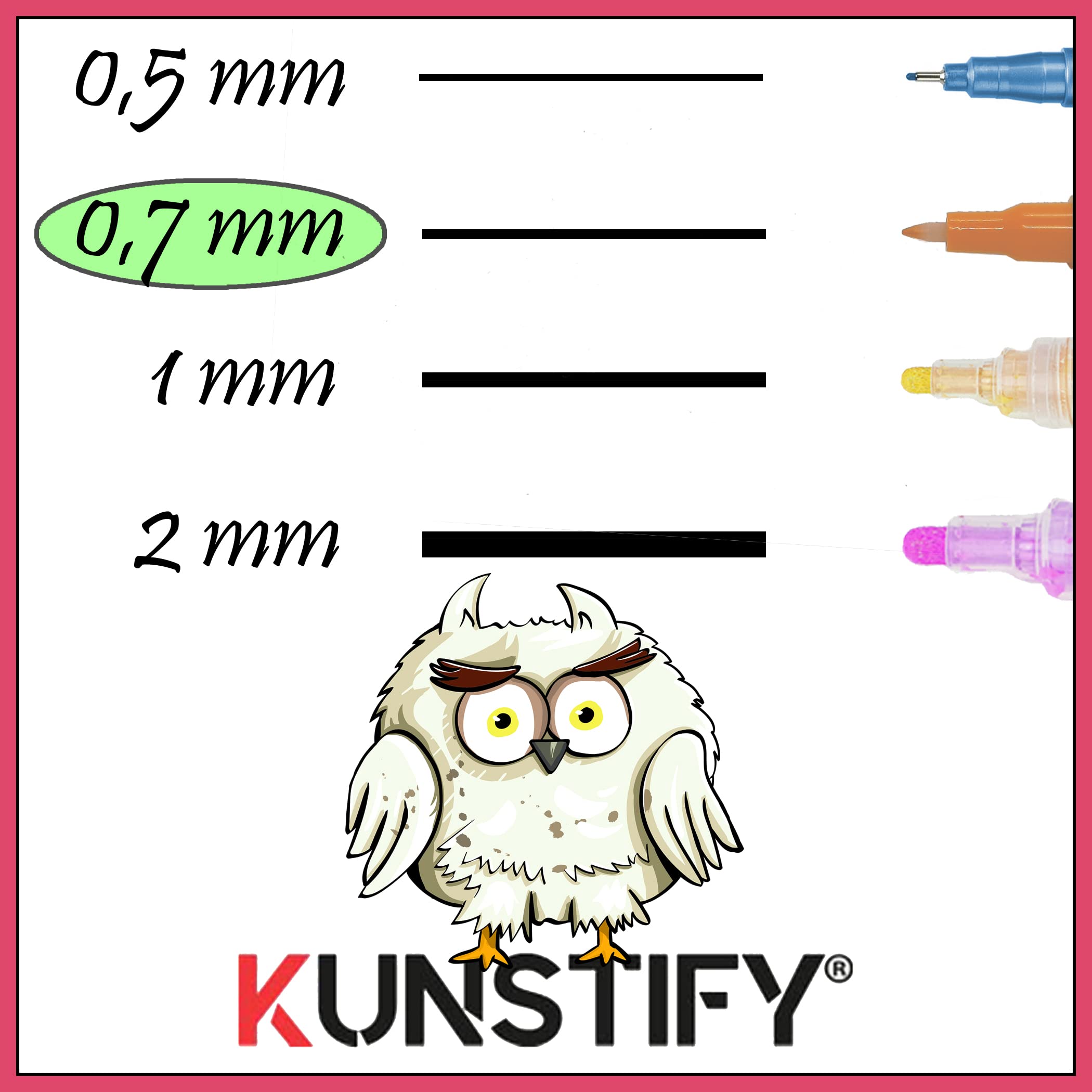 Acrylstifte - 12 Farbenset - 0.7mm Eulen Design