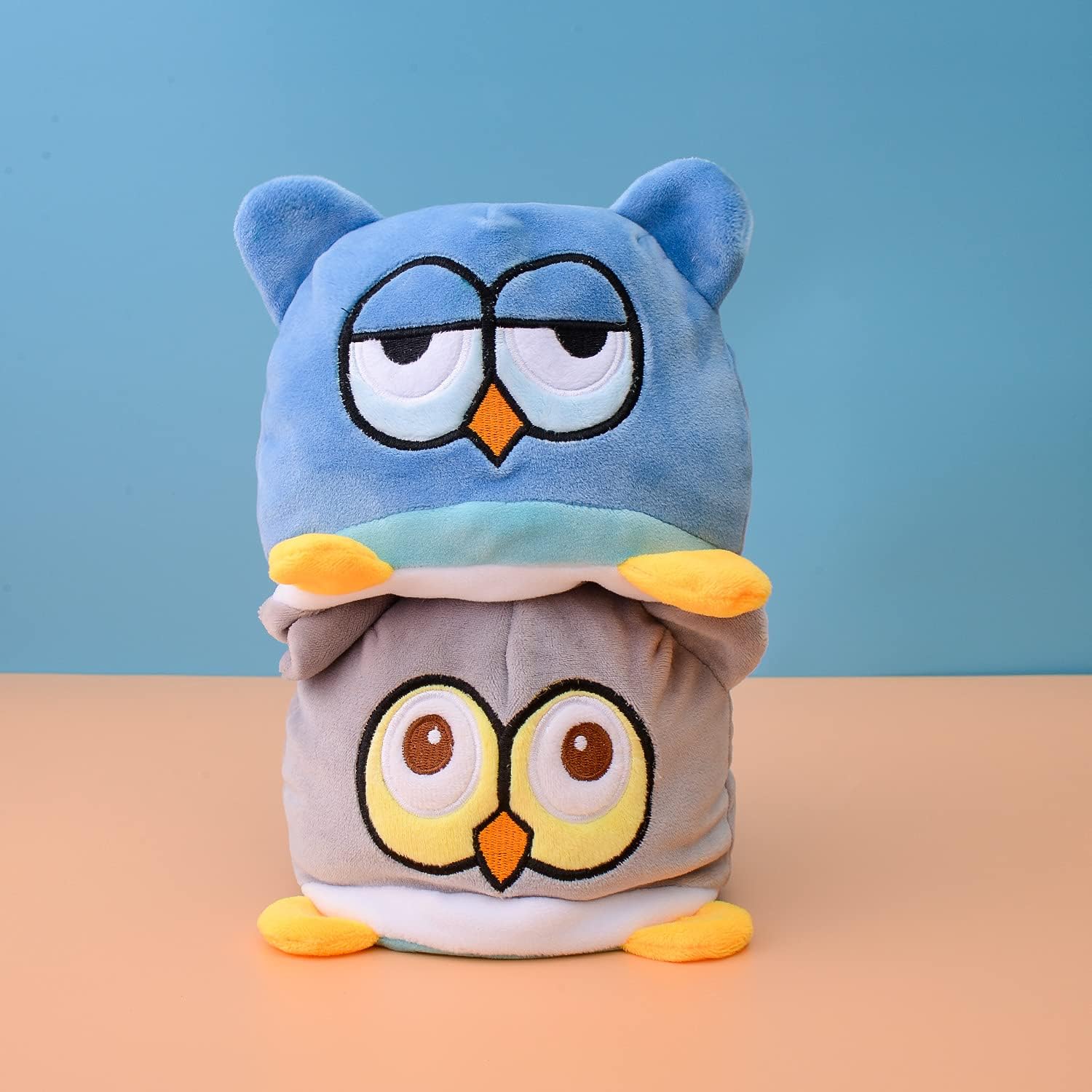 KUNSTIFY Kuscheltier 20cm Stimmung Plüsch wenden Katze Einhorn Eule Plüschtiere