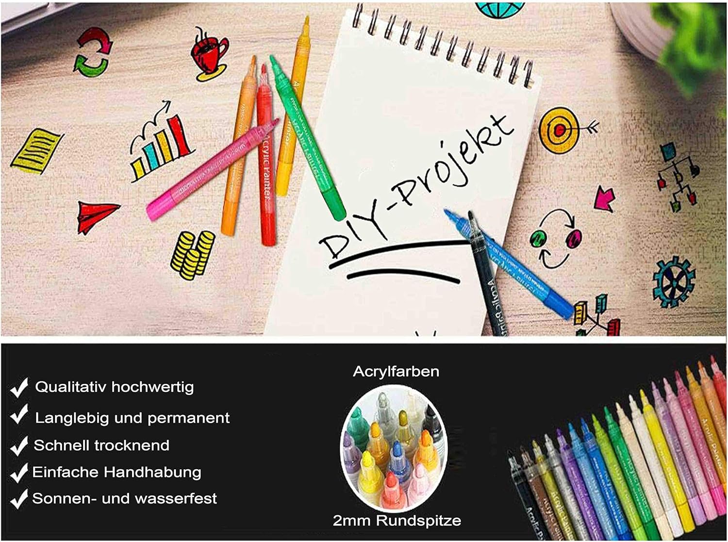 Acrylstifte - Basic Set - 6 Stifte